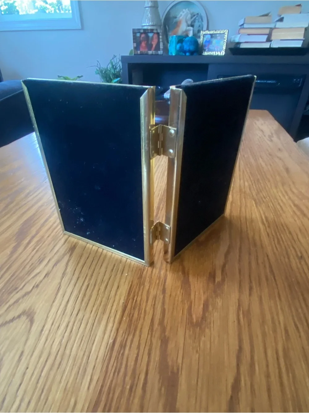 Vintage Brass Double Hinged Picture Frame - 4x6 inch pictures